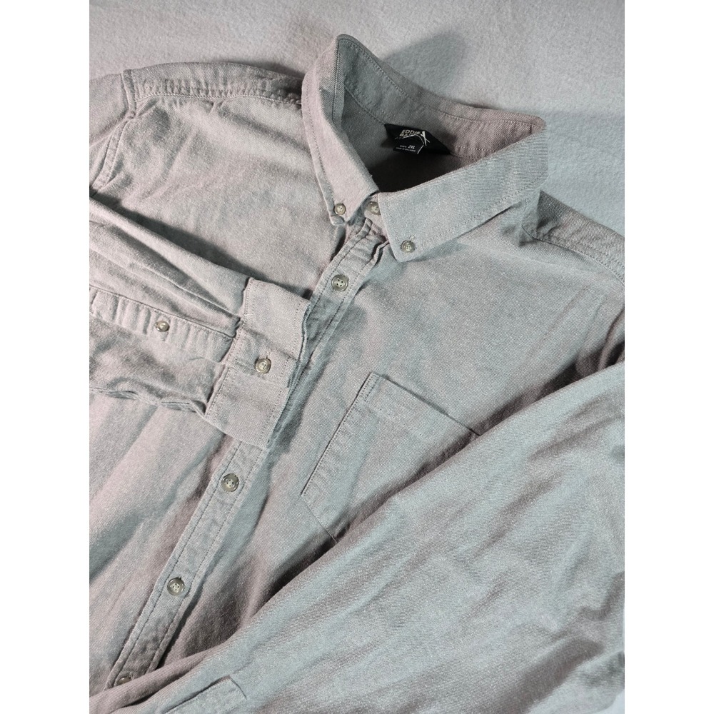 Eddie Bauer Mens 2XL Gray Long Sleeve Button Down Twill Shirt Chest Pocket